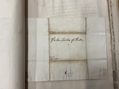 Lot 938 - Fascinating album containing letters, cuttings and ephemera, including letters from, and drafts of letters to James Stuart, the Old Pretender, and his wife Clementina in correspondence with the...