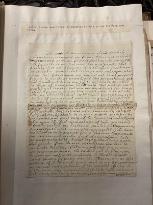 Lot 938 - Fascinating album containing letters, cuttings and ephemera, including letters from, and drafts of letters to James Stuart, the Old Pretender, and his wife Clementina in correspondence with the...