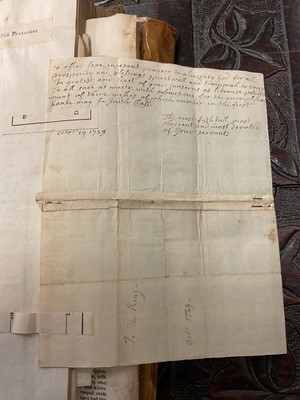 Lot 938 - Fascinating album containing letters, cuttings and ephemera, including letters from, and drafts of letters to James Stuart, the Old Pretender, and his wife Clementina in correspondence with the...
