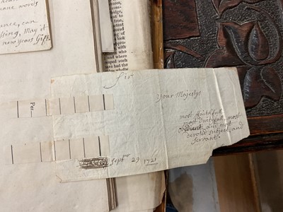 Lot 938 - Fascinating album containing letters, cuttings and ephemera, including letters from, and drafts of letters to James Stuart, the Old Pretender, and his wife Clementina in correspondence with the...