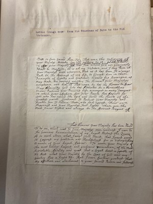 Lot 938 - Fascinating album containing letters, cuttings and ephemera, including letters from, and drafts of letters to James Stuart, the Old Pretender, and his wife Clementina in correspondence with the...