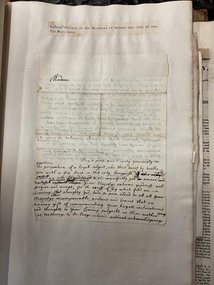 Lot 938 - Fascinating album containing letters, cuttings and ephemera, including letters from, and drafts of letters to James Stuart, the Old Pretender, and his wife Clementina in correspondence with the...