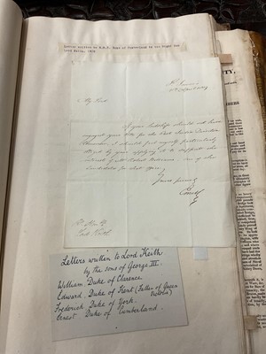 Lot 938 - Fascinating album containing letters, cuttings and ephemera, including letters from, and drafts of letters to James Stuart, the Old Pretender, and his wife Clementina in correspondence with the...