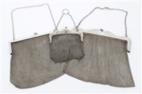 Lot 338 - George V Silverer mesh evening bag with shaped...