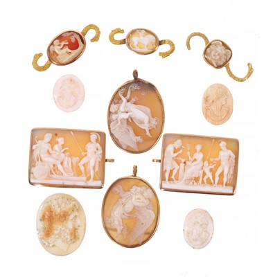 Lot 520 - Group of eleven antique Italian carved shell cameos