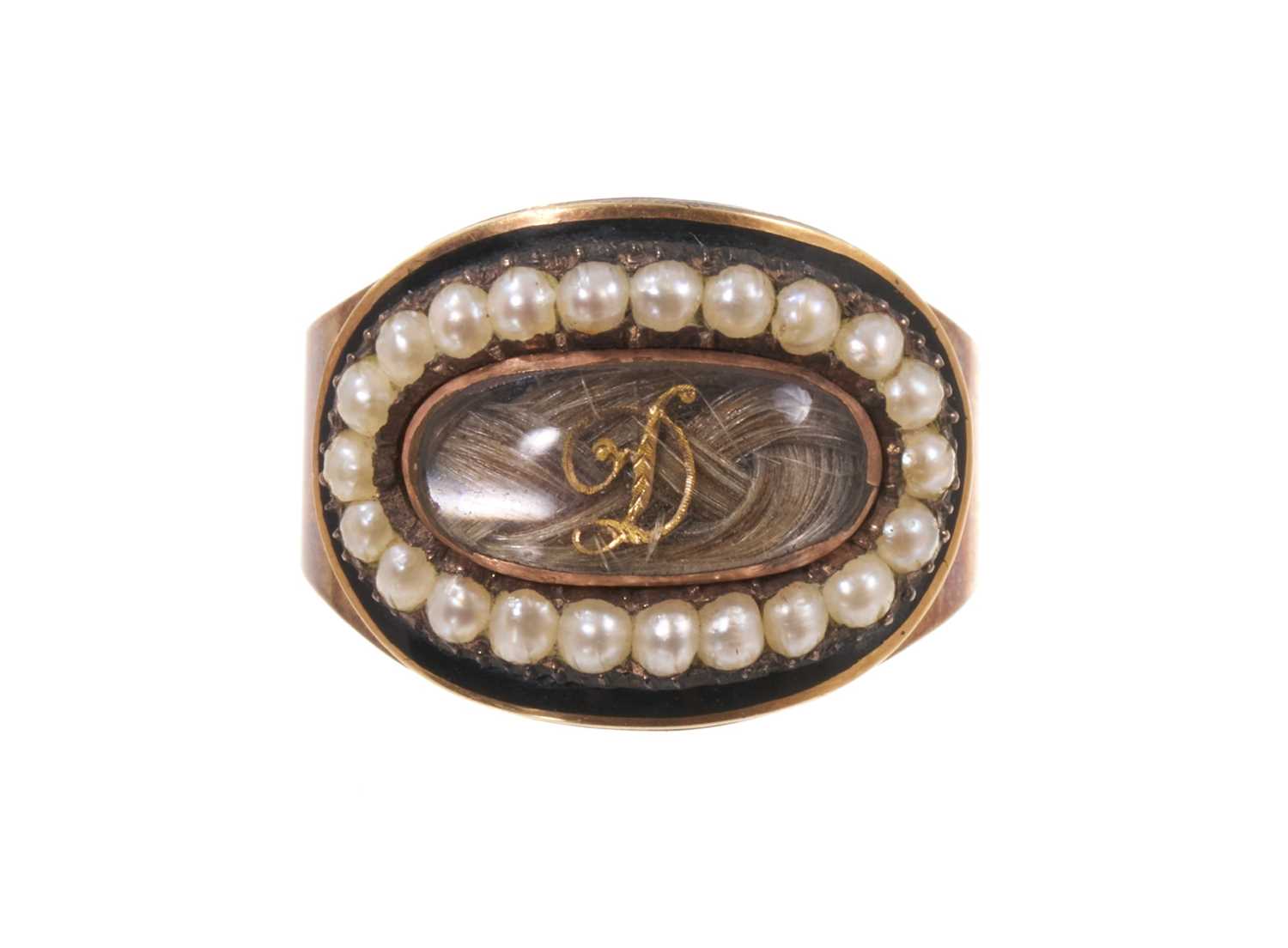 Lot George III gold and enamel mourning ring