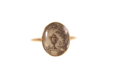 Lot George III gold and hairwork mourning ring