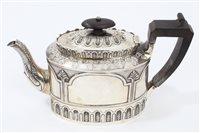 Lot 350 - Victorian Silverer teapot of oval form, with...