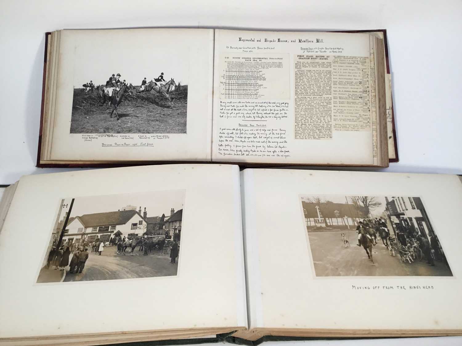 Lot 1147 - Two 1920s albums containing photographs, newspaper cuttings and hand written details of various Point-to-Point