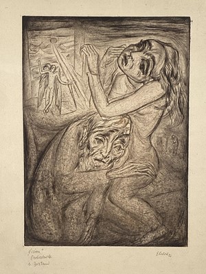 Lot 150 - Georg Ehrlich (1897-1966) etching, 'Vision', signed, titled and dated 1921, 26cm x 18.5cm, in glazed frame