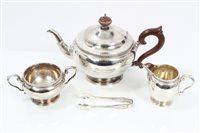 Lot 355 - Late 1920s three piece Silverer tea set -...