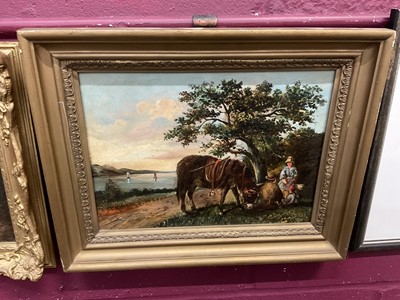 Lot 379 - Follower of Edward Smythe, figures and donkey beside a river