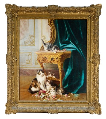 Lot 1317 - Jules Gustave Leroy (1855-1921) oil on canvas - Mischievous Kittens, signed, 66cm x 55cm, in gilt frame