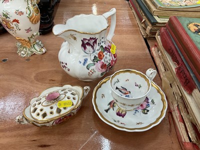 Lot 415 - 19th century Graingers Worcester Pot Pouri vase, Swansea cup and saucer and Staffordshire jug.