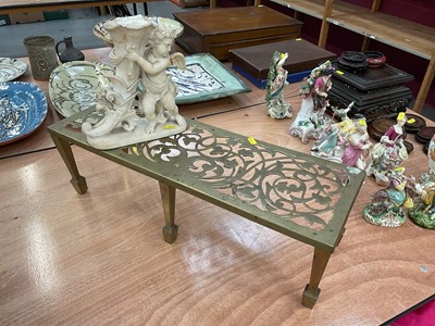 Lot 408 - 19th century brass trivet, together with an alabaster carving