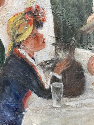 Lot 1264 - *Tom Keating (1917-1984) oil on canvas, The Boating party after Renoir, signed, 70 x 99cm, framed. Provenance: Bonhams Knightsbridge, Tom Keating and Elmyr De Hory sale, 14th August 1991, lot 17,...