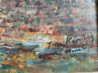 Lot 1263 - *Tom Keating (1917-1984) oil on canvas - The Boating Lake, after Monet, 65cm x 76cm, in gilt frame