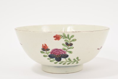 Lot 71 - Worcester slop bowl and stand, circa 1770, painted in the Thunder and Lightning pattern, the bowl with double-ring mark to base, the stand 19cm diameter