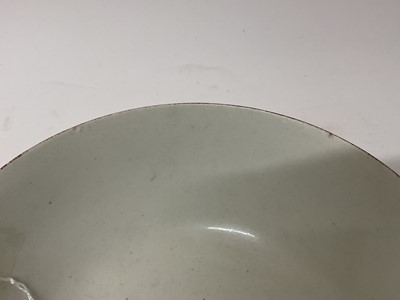 Lot 71 - Worcester slop bowl and stand, circa 1770, painted in the Thunder and Lightning pattern, the bowl with double-ring mark to base, the stand 19cm diameter