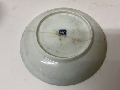 Lot 71 - Worcester slop bowl and stand, circa 1770, painted in the Thunder and Lightning pattern, the bowl with double-ring mark to base, the stand 19cm diameter