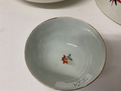 Lot 71 - Worcester slop bowl and stand, circa 1770, painted in the Thunder and Lightning pattern, the bowl with double-ring mark to base, the stand 19cm diameter