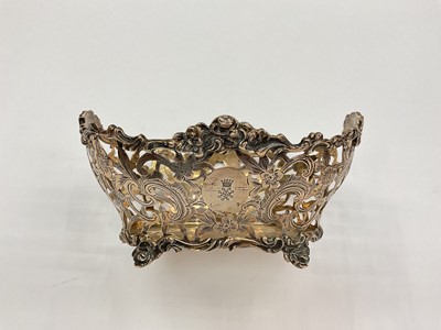 Lot 1008 - Late Victorian silver floral pierced oval basket