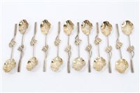 Lot 368 - Set of twelve Chinese white metal spoons with...