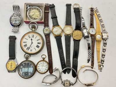 Lot 1127 - Military pocket watch, Goliath pocket watch, Hopalong Cassidy wristwatch and other watches