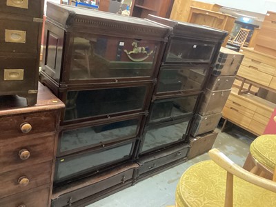 Lot 1200 - Edwardian Globe Wernicke mahogany four tier bookcase and another similar (2)