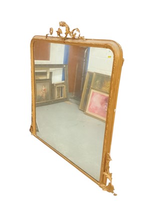 Lot 1415 - Large gilt mirror with ornate cresting