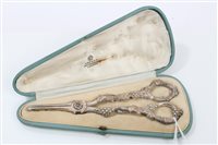 Lot 374 - Pair Victorian grape scissors with grape and...