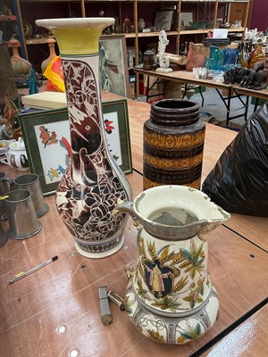 Lot 500 - Large Indonesian pottery vase, a similar antique jug, and a West German pottery vase (3)