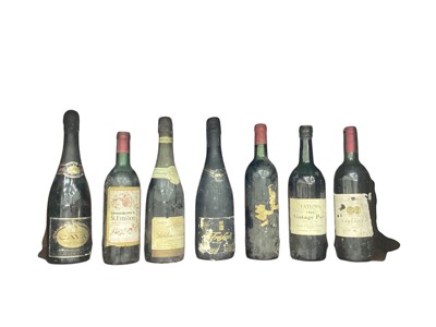 Lot 643 - Taylor's 1966 Vintage Port, one bottle , Chateau Puy- Blanquet Grand Cru Saint-Emilion ( label lacking) and sundry wine (7)