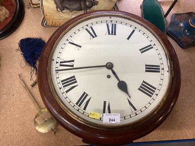 Lot 244 - Antique mahogany cased wall dial with painted face and roman numerals