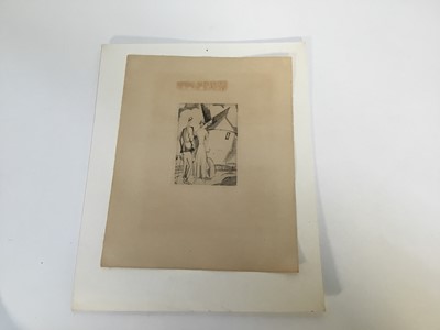 Lot 278 - Jean Émile Laboureur (1877-1943) etching - figures before a windmill, plate size 10cm x 7.5cm, sheet 24.5cm x 19.5cm
