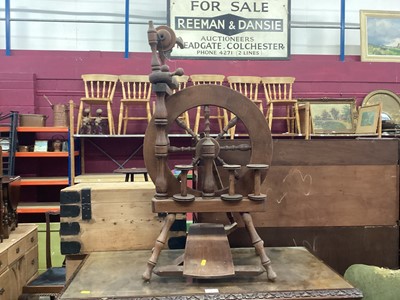 Lot 1203 - Old wooden spinning wheel