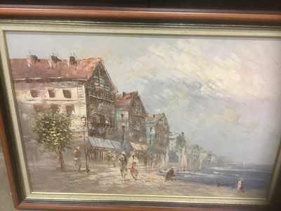Lot 169 - Caroline Burnett (1877-1950), large oil on canvas street scene