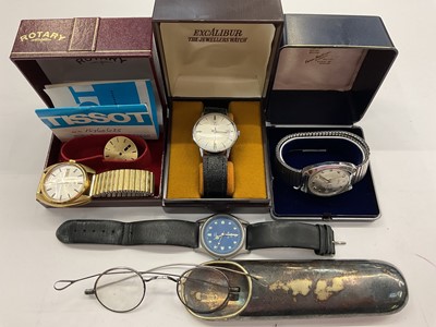 Lot 1033 - Lot wristwatches and pair vintage spectacles in case