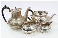 Lot 383 - Edwardian four piece tea and coffee set -...