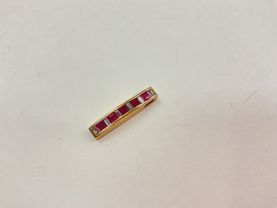 Lot 1024 - Gold, ruby and diamond pendant, marked 750