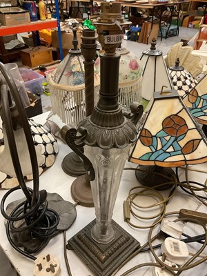 Lot 329 - Collection of Tiffany style table lamps and shades