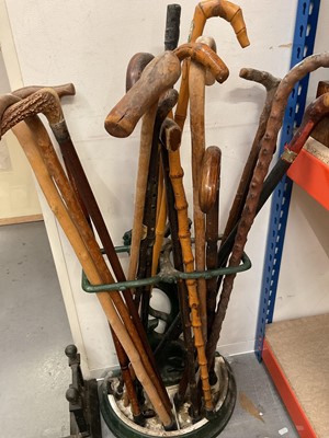 Lot 330 - Group of walking sticks in a stick stand