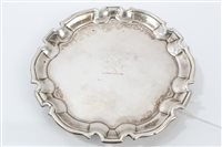 Lot 386 - George II Silverer waiter of circular form,...