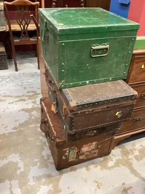 Lot 1208 - Four vintage trunks