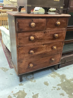 Lot 1211 - Victorian stained pine chest of two short and three long drawers, 87cm wide, 43cm deep, 104cm high