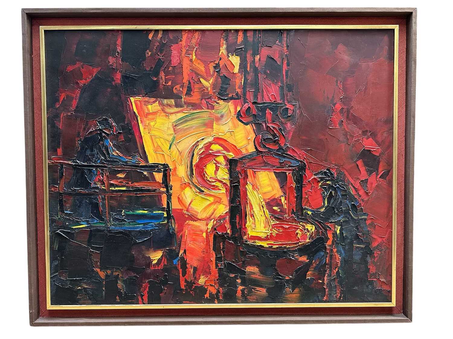 Lot 1394 - *David T. Smith (1920-1999), Suffolk artist, large oil on board - Iron Foundry, signed and dated 1967, 100cm x 126cm, framed
