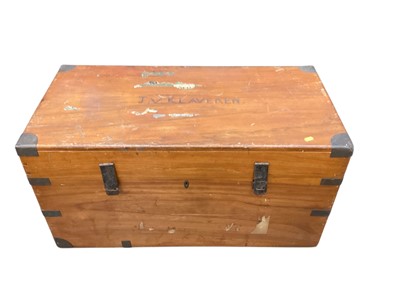 Lot 1241 - Camphor wood metal bound trunk, 94cm wide, 46.5cm deep, 48.5cm high