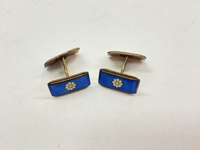 Lot 1015 - Pair of Norwegian silver gilt and enamelled cufflinks, marked Norne