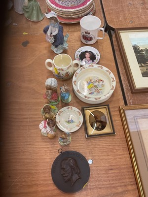 Lot 451 - Small group of ceramics by Beswick and others, Bois Durci plaque, portrait miniature