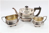 Lot 396 - George V Silverer three piece tea set -...